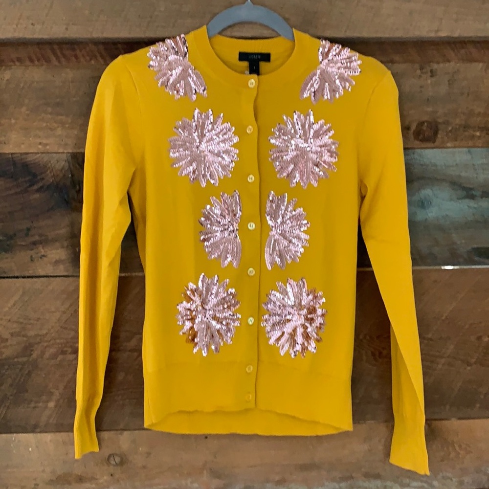 NWT J.Crew Gold Cardigan w/ Sequins Size S